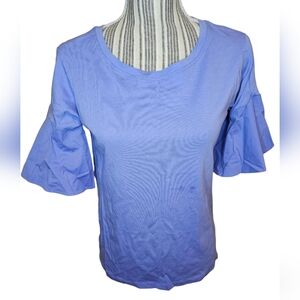 Lord & Taylor women's bluse bell sleeves crew neck top size XS